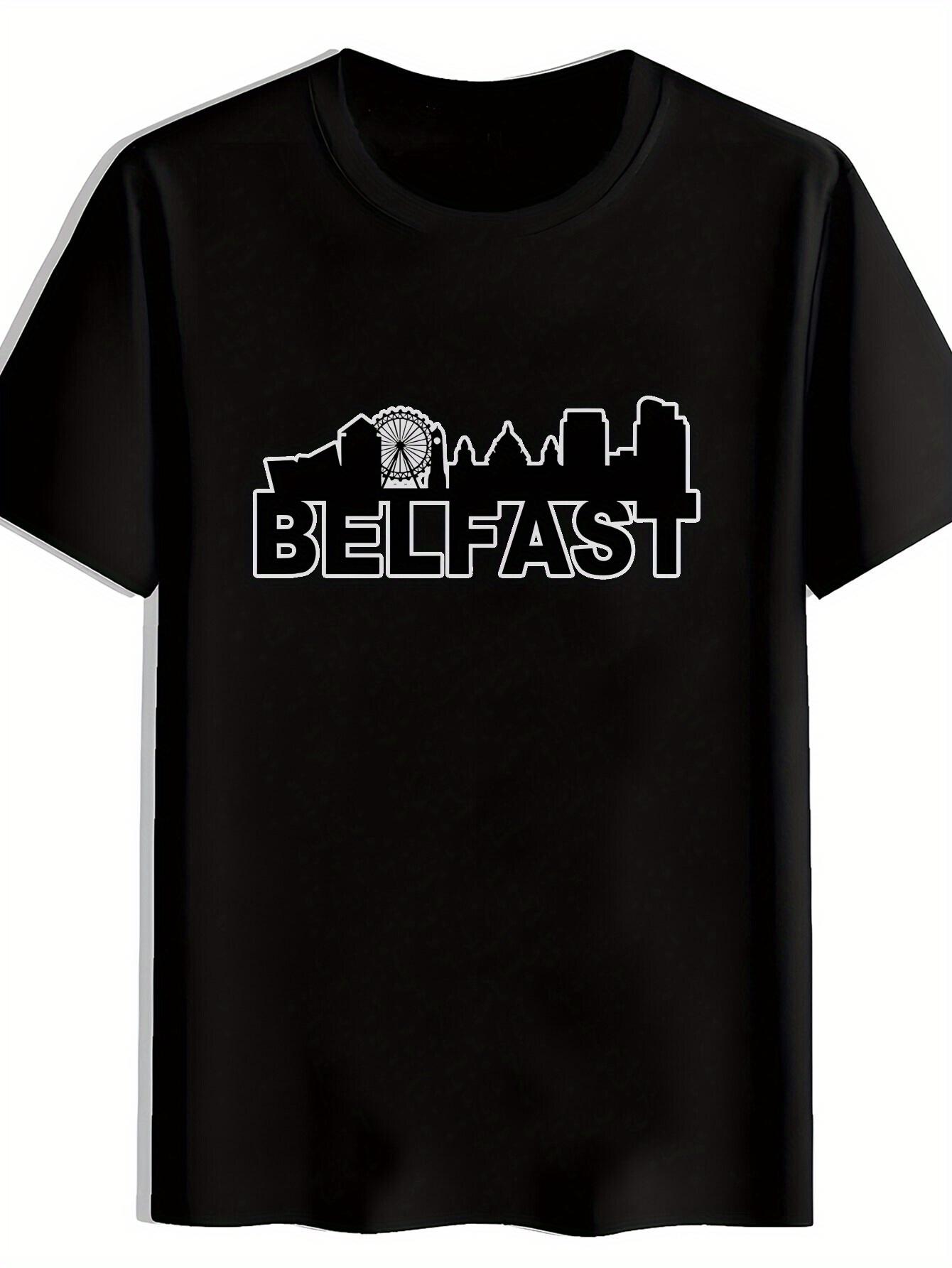 BELFAST Men s Belfast Landscape Print T-Shirt - Round Neck Casual Summer Shirt with Belfast City Scenic (Landmarks & Features) XXL