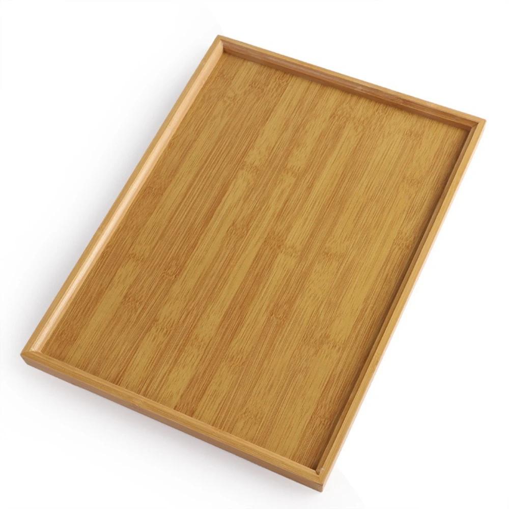 Rectangular Bamboo Tray Solid Color Wooden Fruit Snack Plates Household Kitchen Accessories Dinner Plates