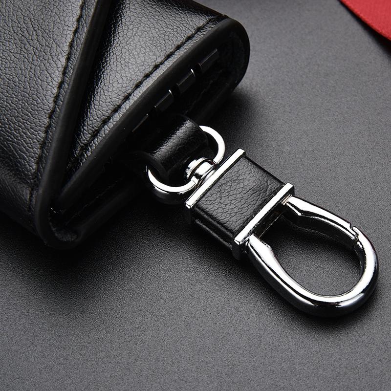 Leather Key Bag Portable Men's Waist Hanged Metal Keychain EDC Keys Holder Women's Small Card Wallet Key Organizer Case