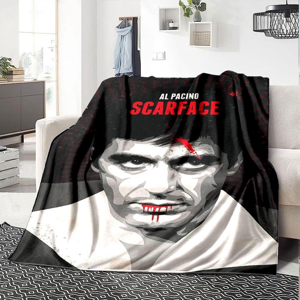 

1pc Scarface-Inspired Flannel Blanket - Soft Cozy All-Season Throw for Bedroom, Sofa, Camping, Travel - Perfect Gift for Movie FansB89 80cmx120cm(31inx47in)