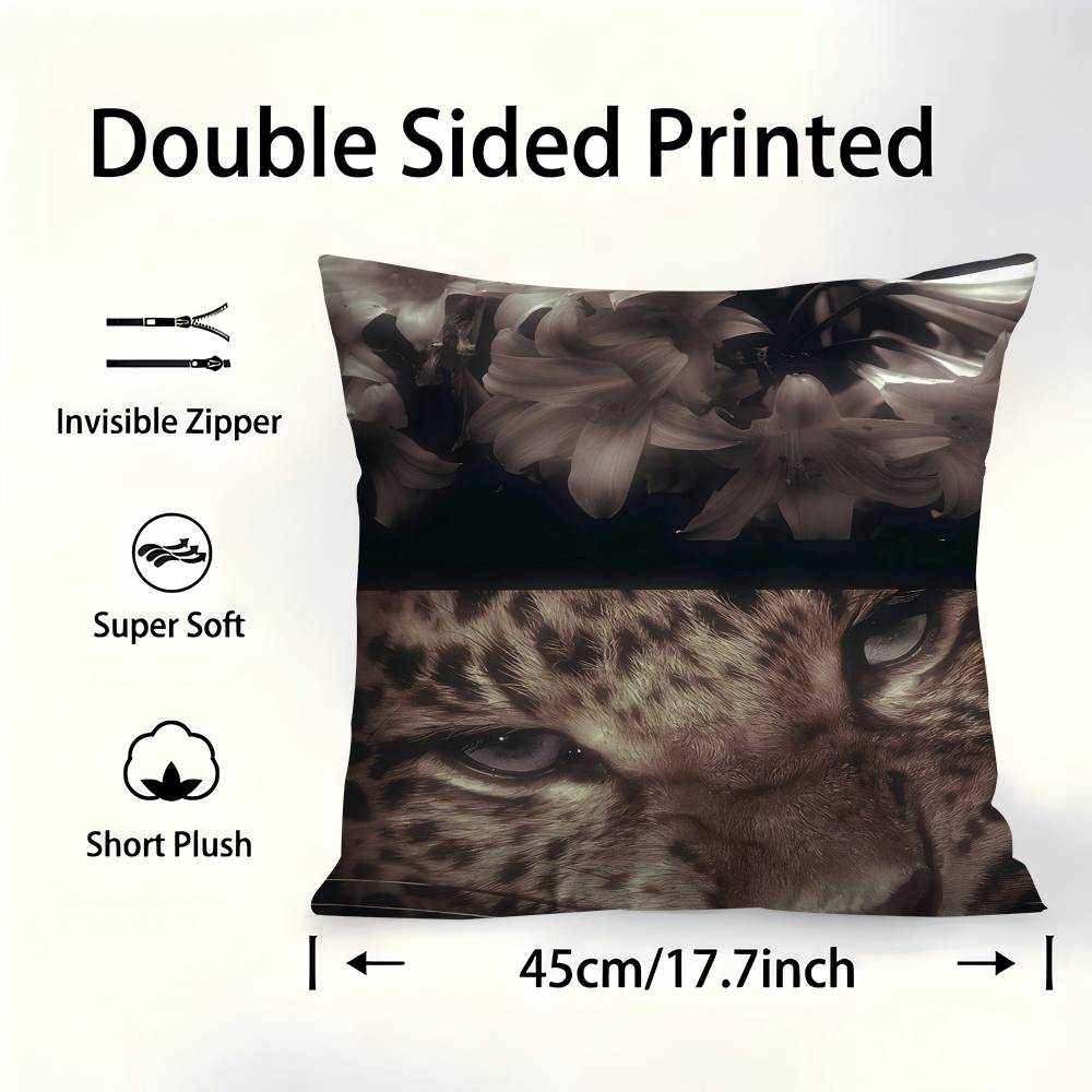 Retro Leopard Cheetah Canvas Prints 45*45Cm Cushion Cover Pillow Cover Decor Pillowcase Home Pillowcase For Couch Pillow