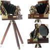 Vintage Look Film Camera Wooden Tripod Collectible Studio Gift Item Decorative Showpiece for Home, Office, or Studio Gift