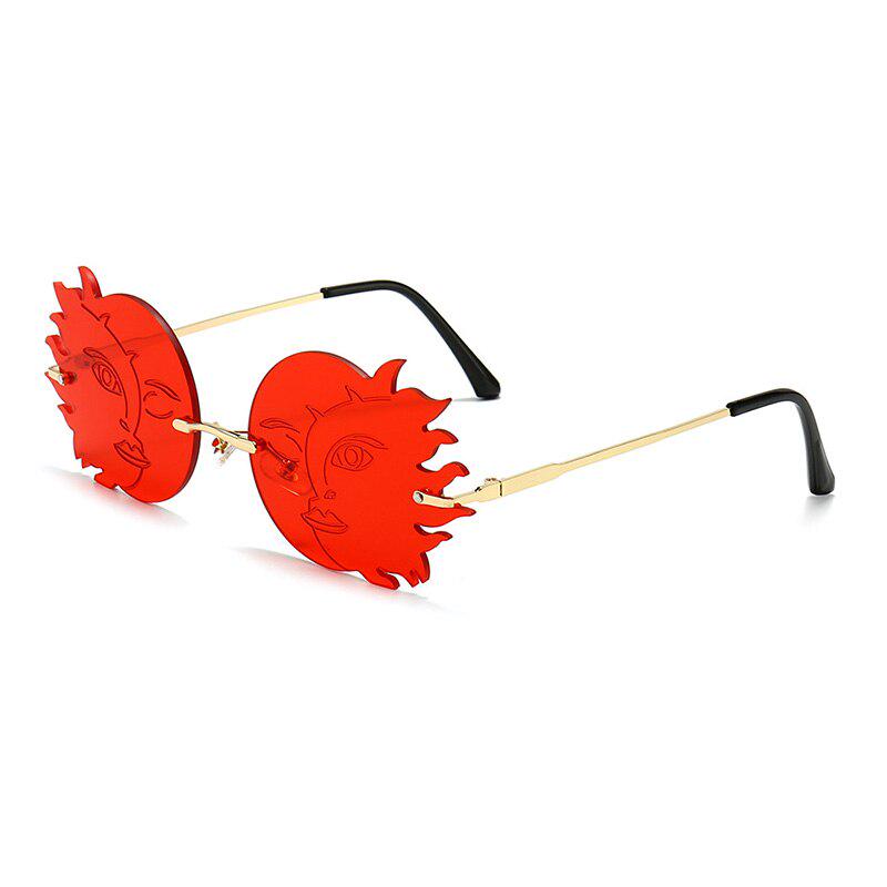 SHAUNA Fashion Rimless Sun Moon Sunglasses Women Candy Colors Smiling Face Gradient Shades Men UV400