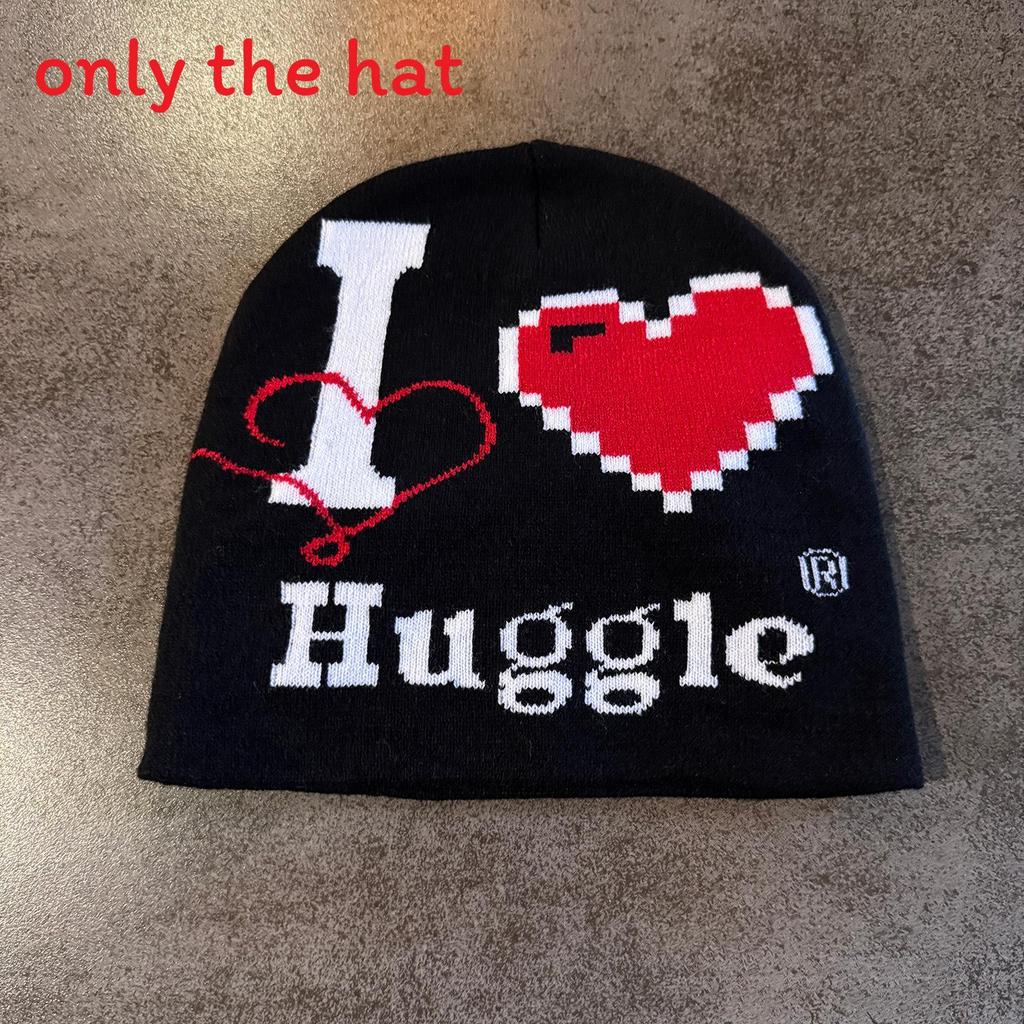 Knit Hat With Letter Print For Winter Streetwear Warmth For Teens чёрный