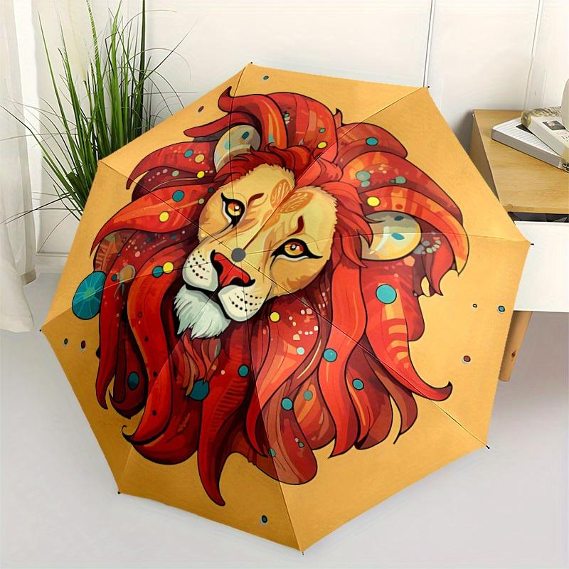 1pc Lion King Automatic Open/Close Umbrella, Portable Folding Umbrella for Travel, Themed Events, It is suitable as a gift for various festivals, Outd