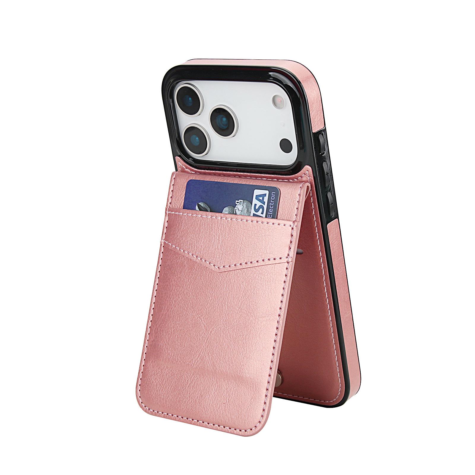 Стильный чехол-кошелек с подставкой для iPhone 17 Pro Max iPhone 15 розового золота