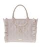 Light Pink Quilted Ribbon Tote Bag with Charm Women's
