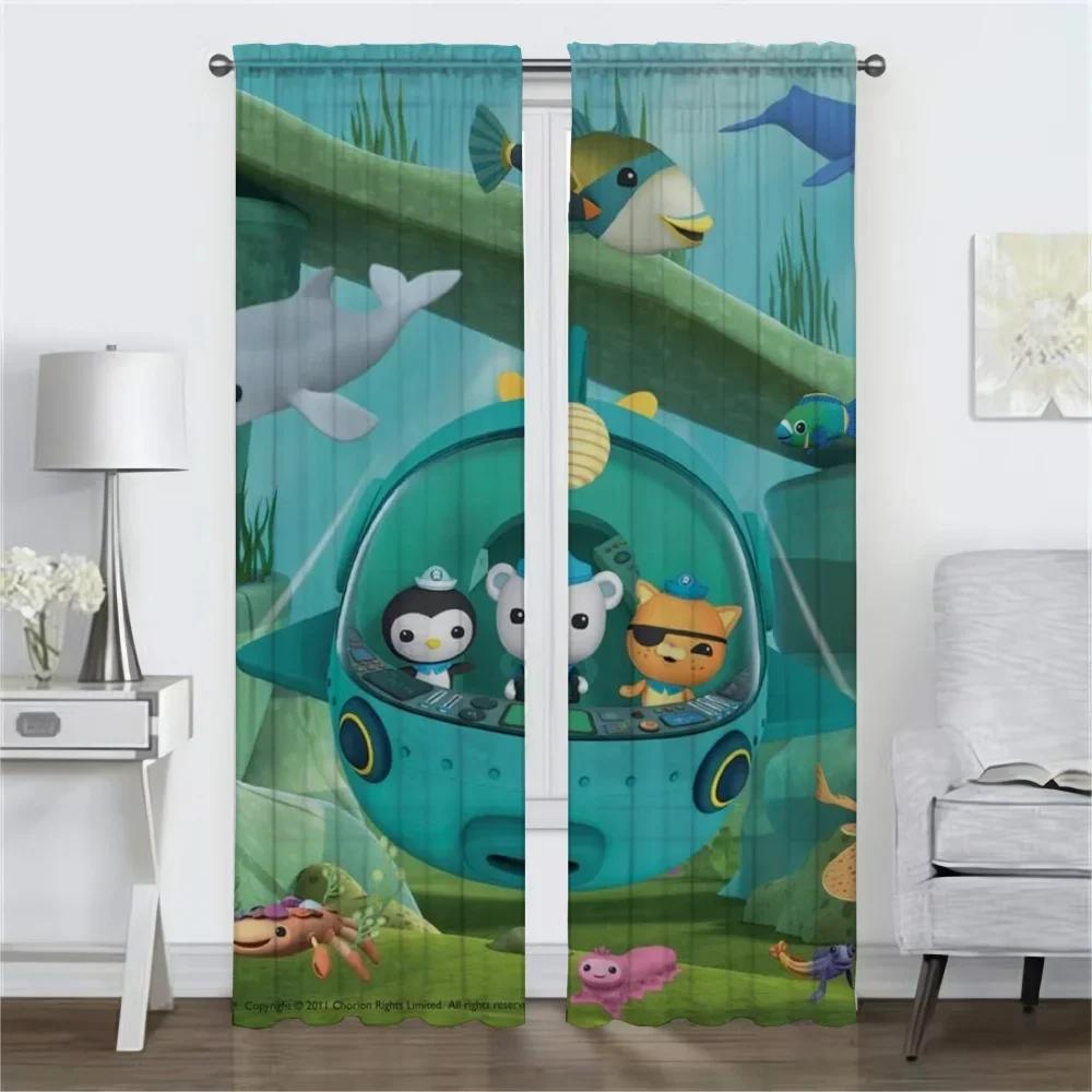 Kitchen Curtains 2 Pieces The Octonauts Shades Window Curtain for Room 2 Panel Home Interior Curtains Halloween Decoration Child