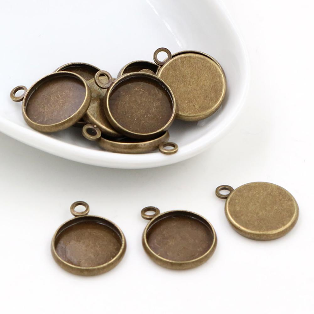8/10/12/14/16/18/20/25mm Inner Size Bronze Silver Plated Rhodium 7 Colors High Quality Iron Material Cameo Setting Pendant Tray