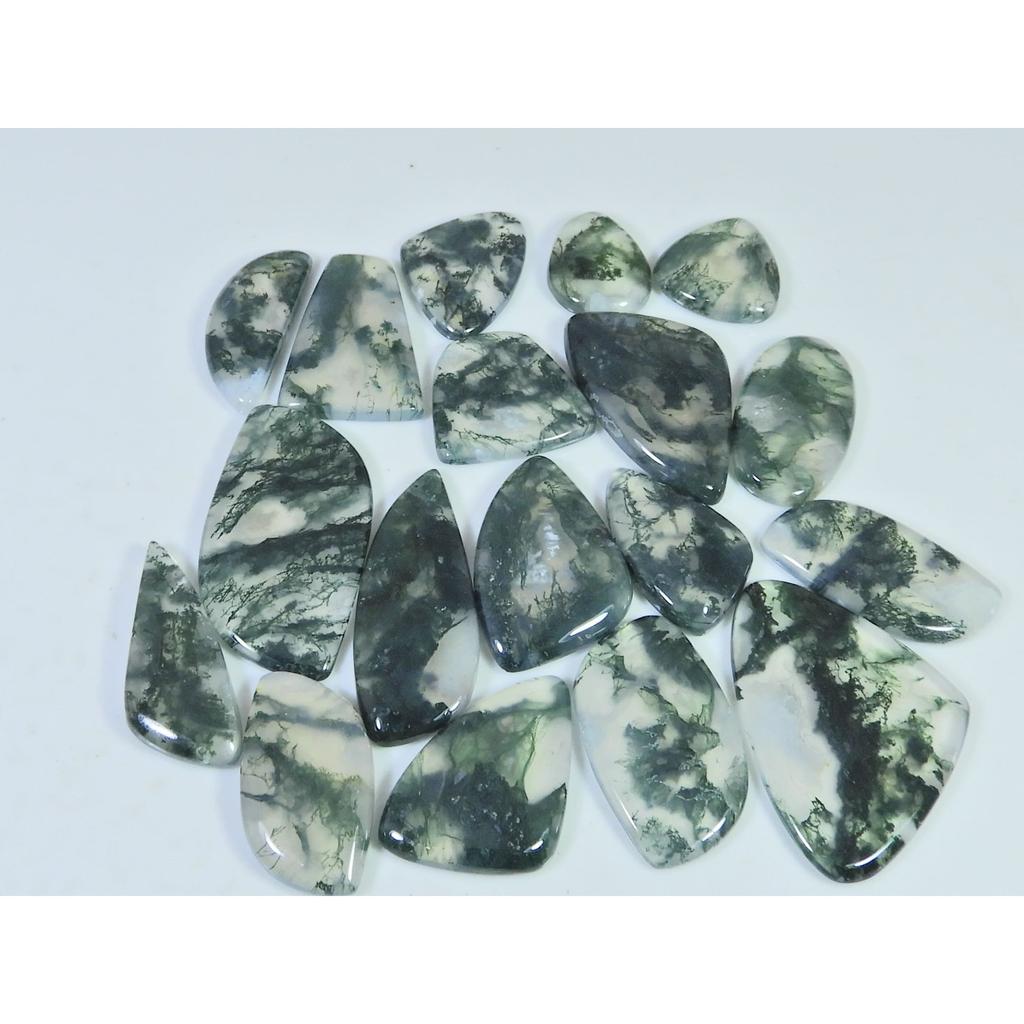 215Cts. Natural Moss Agate Opal Fancy Cabachon Loose Gemstone 19 Pcs Lot C-2655