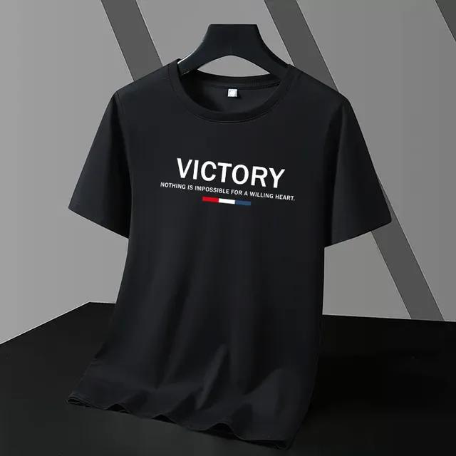 Pánské bavlněné tričko s krátkým rukávem a kulatým výstřihem, volného střihu, s letním motivem Paříže a anglickým nápisem.