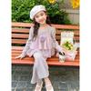 Girls Fashion Two-Piece Set - Spring-Autumn New Style | Tulle Top with Trendy Heart Decorations & Solid Color Sweet Pants for Girls