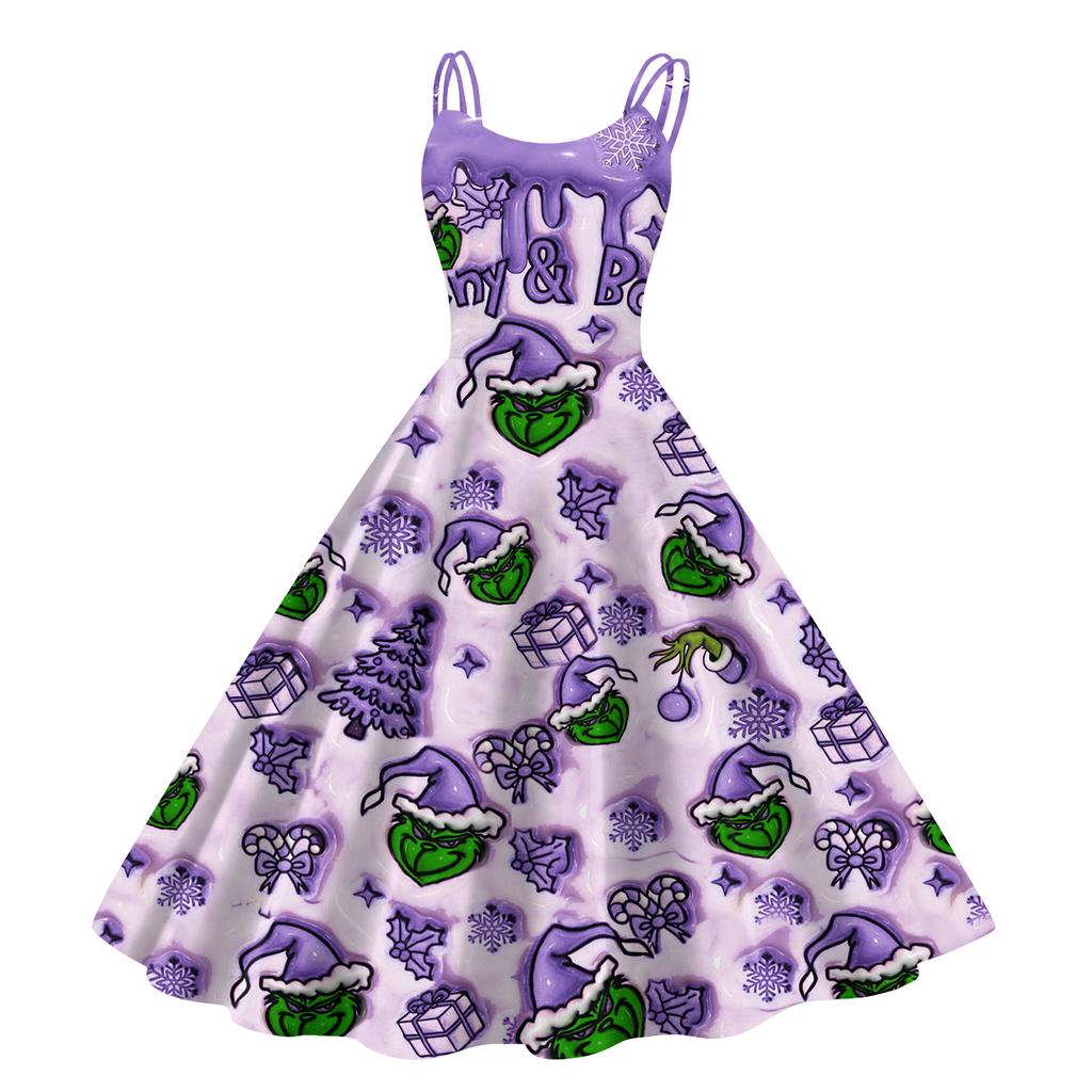 Barne Mote Casual Trykk Sexy Off-the-shoulder Punk Retro Kjole