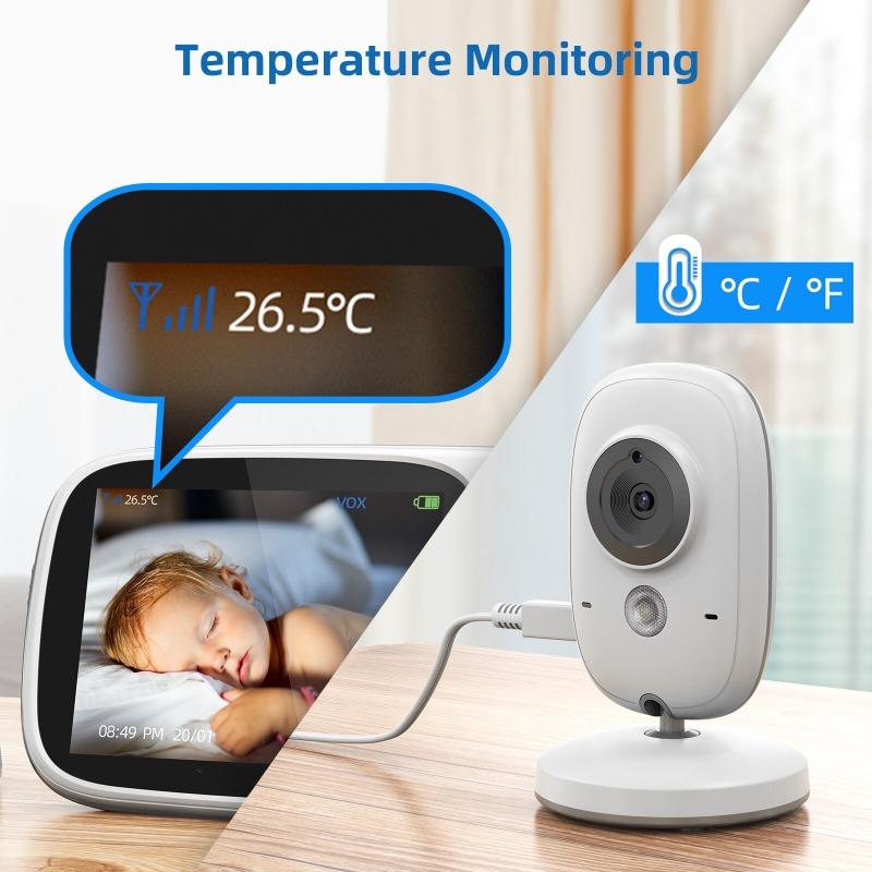 3.2 Inch Wireless Video Baby Monitor With Lullabies Auto Night Vision Two Way Intercom Temperature Monitoring Babysitter