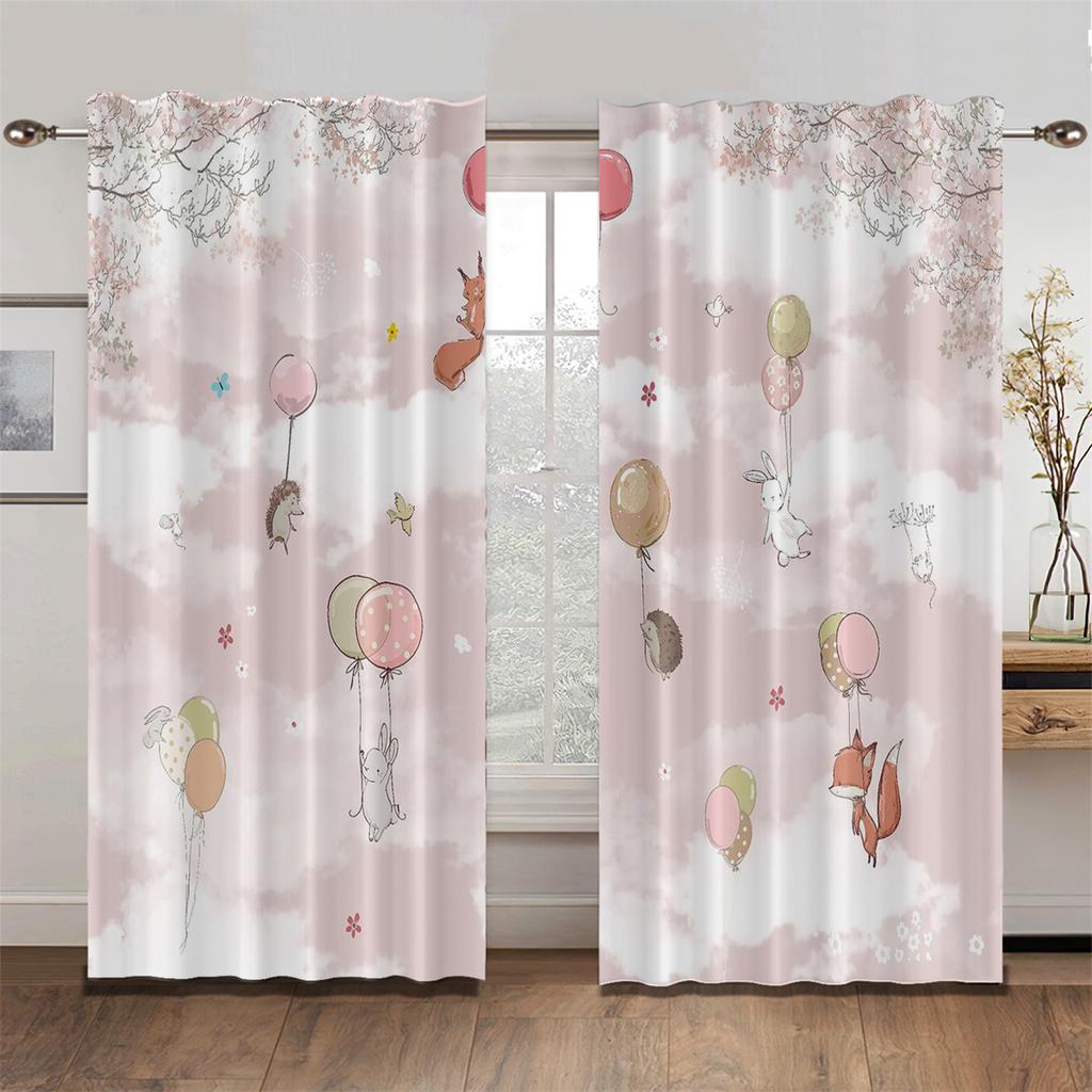 Lovely Parisian Dance Girl Princess Elf Pink Bow Light Filtering Drapes Window Curtains for Living Room Bedroom Decor 2 Pieces