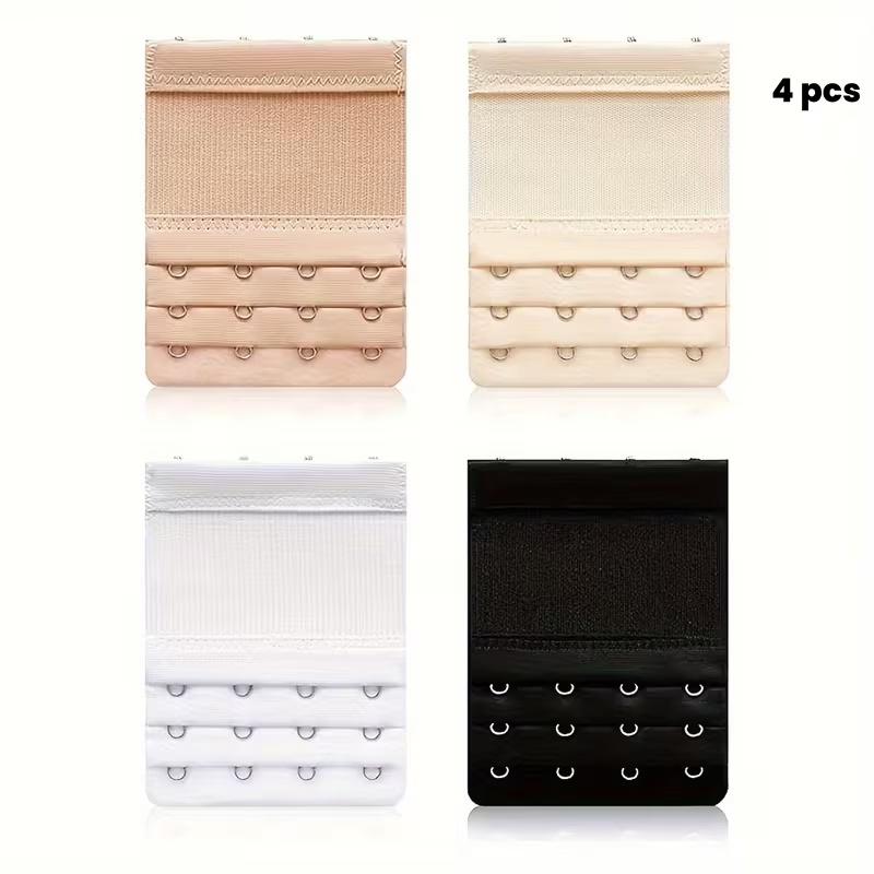 

Bra Extender 4-Pack, 3-Row 4-Hook Adjustable Design, Solution for Tight Bras - Beige & Black One Size чорний