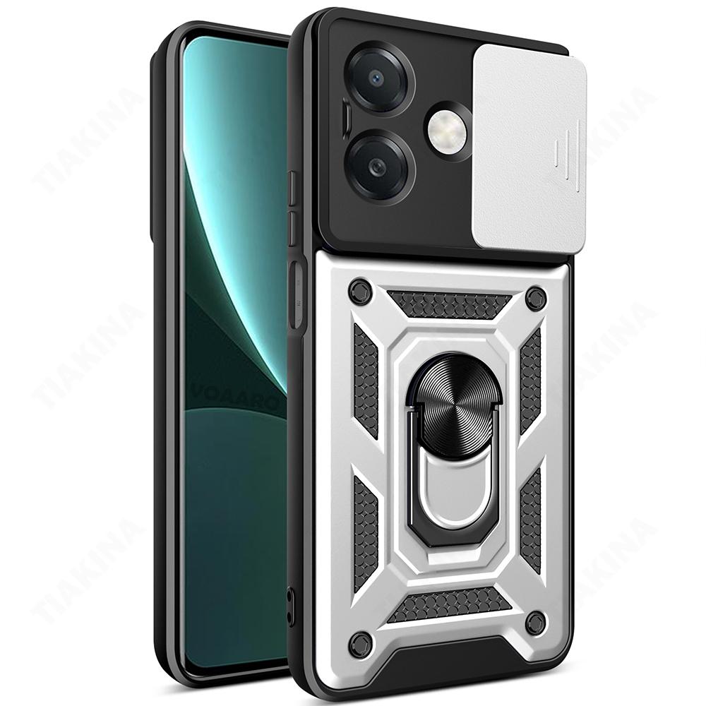 Slide Lens Armor Funda for OPPO A3X 4G Global Case Stand Cover for OPPO A3X A3 Pro 5G India A40 A60 A80 Case Magnetic Ring Case