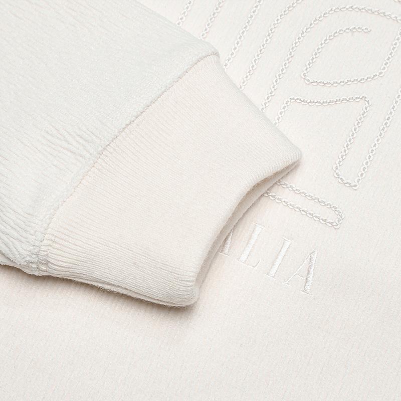 FILA White Series Casual Comfortable Knit Pullover Long Sleeve Sweatshirt Women sweatshirt Ice-White F11W513201F-IV