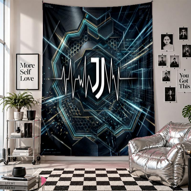 Arazzo da Parete FC Juventus Decorazione per la Casa Tessuto da Appendere a Parete per Camera da Letto Soggiorno Sfondo