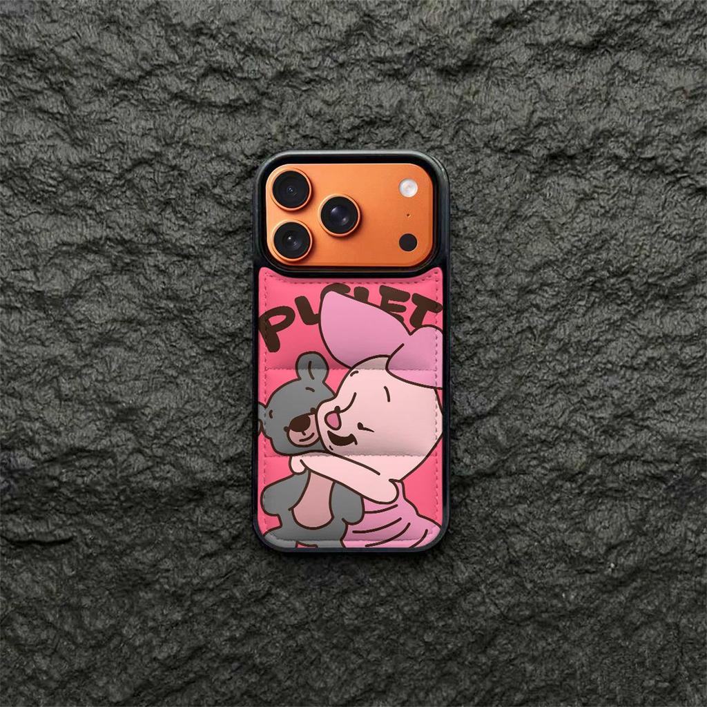 Winnie the Pooh & Piglet Compatible iPhone 14/13/11 Pro Max Down Jacket Phone Case