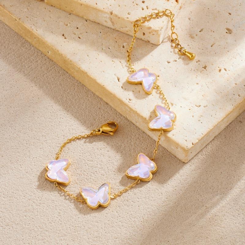 Gold Butterfly Shell Pendant Bracelet For Women Dainty Jewelry