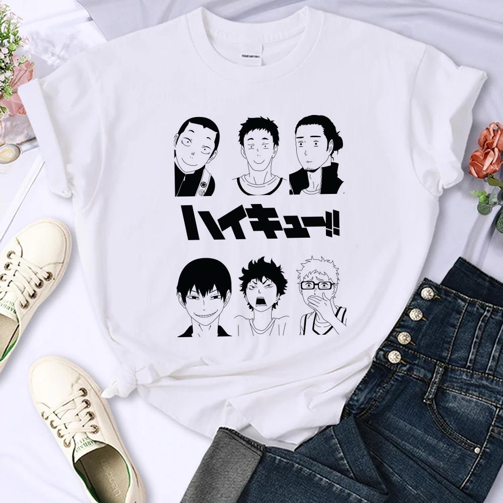 Japanese Anime Haikyuu T-shirt Women Top Harajuku Japan Style T Shirt Unisex Summer Clothes Y2k Short Sleeve Women's T-shirts
