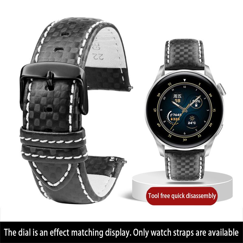 Calfskin strap Bracelet Carbonfiber Grain Watchband 18mm 20mm Red Orange Stitching Watch Band 21mm 22mm 23mm 24mm Watch Strap