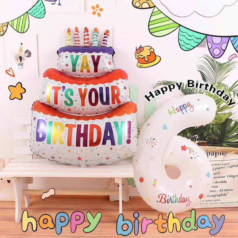 32-inch Digital Balloon Decor for Children's Birthday Party - Happy Birthday Photo Props