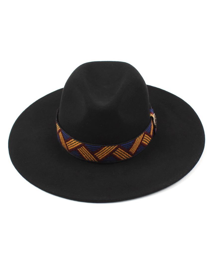 Yunibeosyeolkemiseuteuli Metal Ethnic Line Wool Fedora