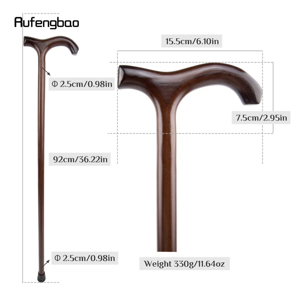 Brown Wooden Single Joint Fashion Walking Stick Decorative Cospaly Cane Halloween Mace Crutch Wand Crosier 92cm