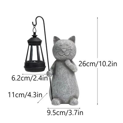 IP44 Waterproof Garden Cat Figurine Auto On/Off UV Resistant Cat Statue Resin Material Solar Lights Solar Lantern Night Lighting
