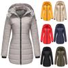 Giacca calda da donna in cotone con cappuccio rimovibile a maniche lunghe, autunno e inverno