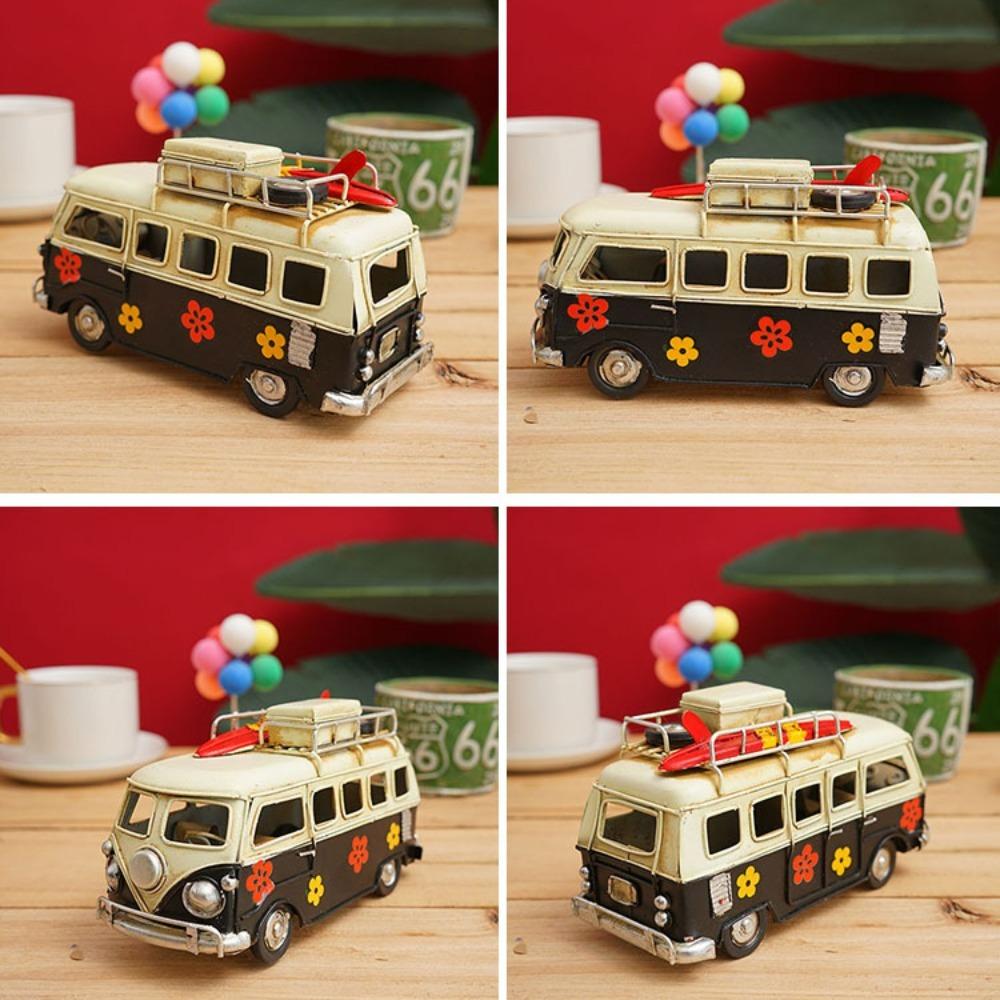 Large Campervan Model Retro Desktop Decoration Camper Van Model Metal Gift Iron Art Bus Piggy Bank Photography Props