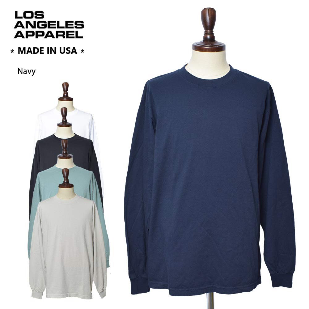 Los Angeles Apparel (RSL) LA APPAREL (1807GD) 6.5oz L/S Garment Dye T-Shirt, Men's Long Sleeve, Solid Color, Made in USA, White [Parallel Import]