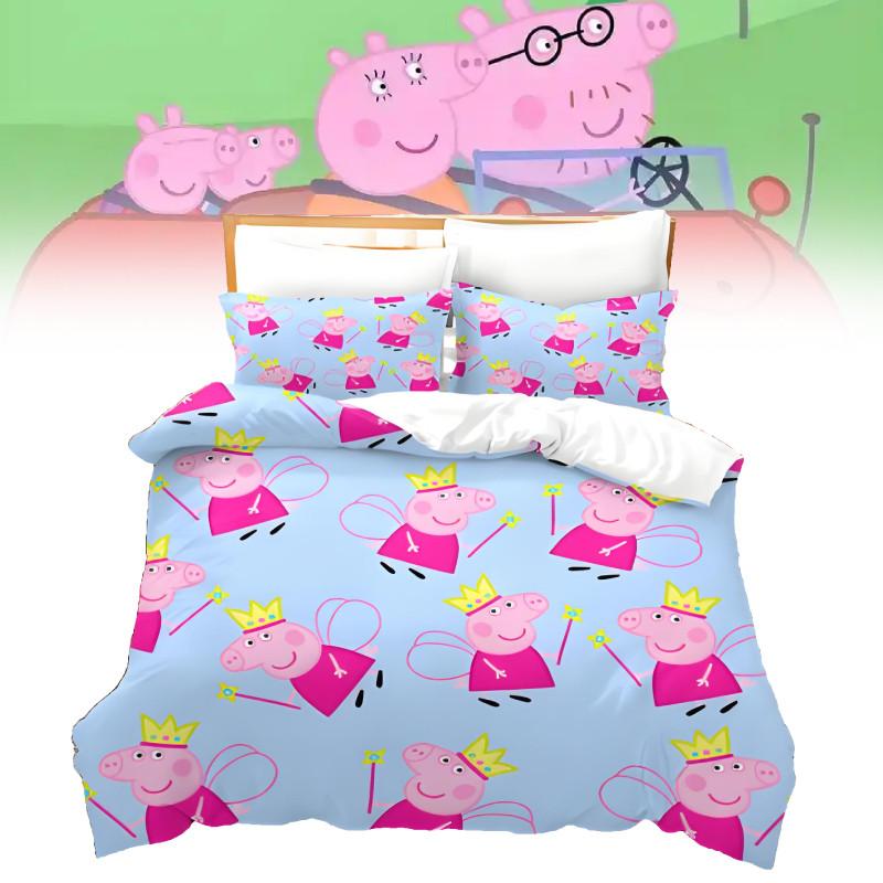 Peppa Pig Cartoon Set With Reactive Printing For Kids Bedroom Decor And Gift