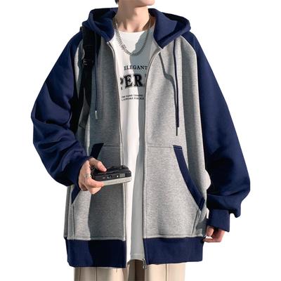 Fasshonrida Raglan Große Größen Stylischer Hoodie mit Leichter Farbe Größe M Herren Vollreißverschluss Hoodie, Herbst/Winter Sweatshirt, Verfügbar, Kapuze mit Reißverschluss,