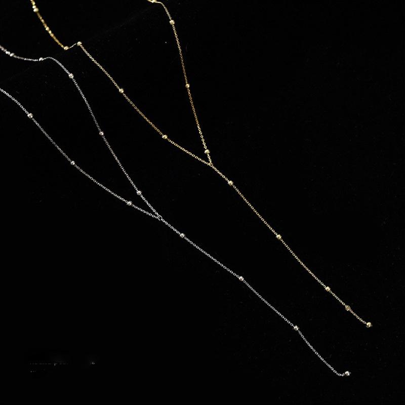 Collier à pampilles en perles rondes à la mode pour femme, nouvelle chaîne de clavicule simple d'été, longue chaîne géométrique, bijoux personnalisés pour femme