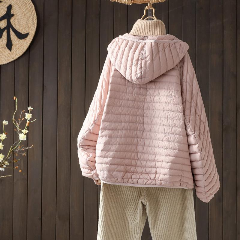 Women Down Jacket Hood Over Size Loose Casual Autumn Winter Outwear Coat