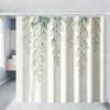 Watercolor Green Hanging Leaves Waterproof Shower Curtain For Bathroom Decor
