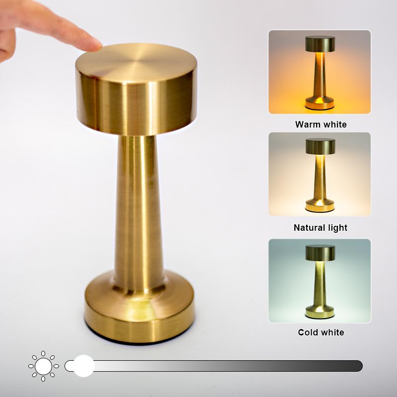Retro LED Table Light Touch Sensor Rechargeable 3 Color Adjustable Desk Lamp Bedside Creative Ambient Light Bar Hotel