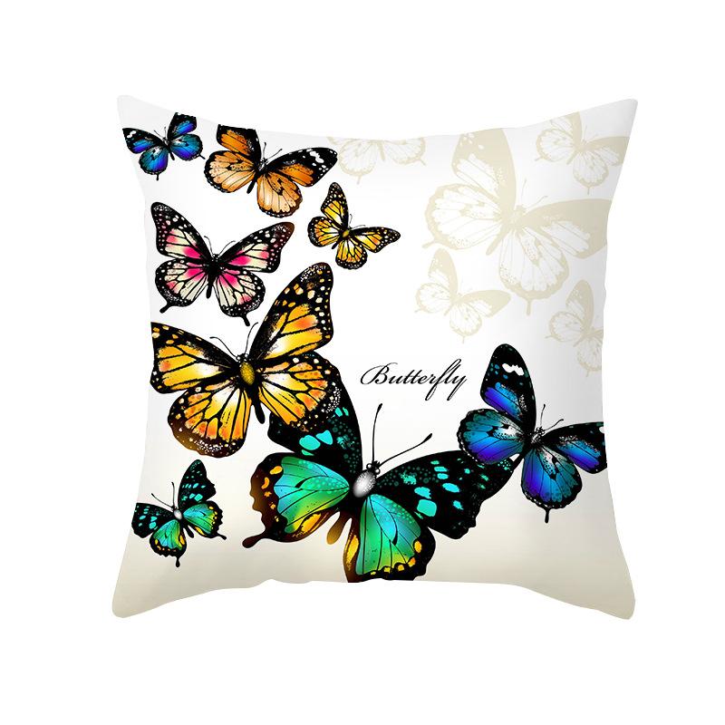 Colorful Butterfly Series Sofa Pillow Cover Nordic Peach Skin Print Office Cushion Pillow Cover Home