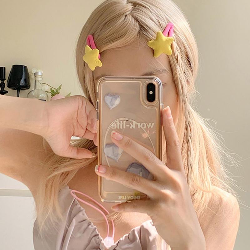 Star Snap Hair Clip Y2K Non-slip Colorful Hair Barrettes Metal Sponge Star Shaped Hairpins Cute Hair Clip for Teen