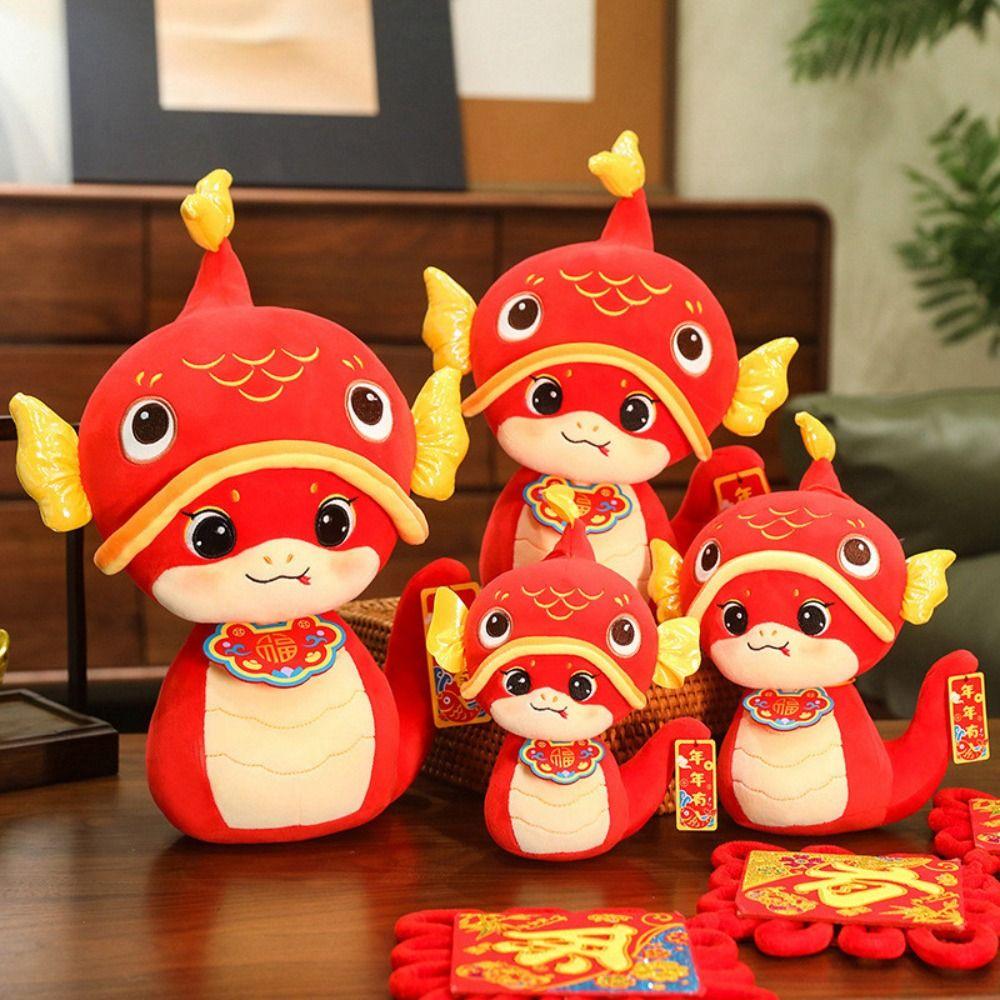 Chinese Style Wealth Snake Year Mascot Toy Blessing Lucky Snake Doll Keychain  Children