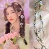 1PC Simulation Vine Hair Accessories Wreath Small Daisy Headdress Headband Wedding Flower Girl Mori Vine Streamer Braided Hair Band