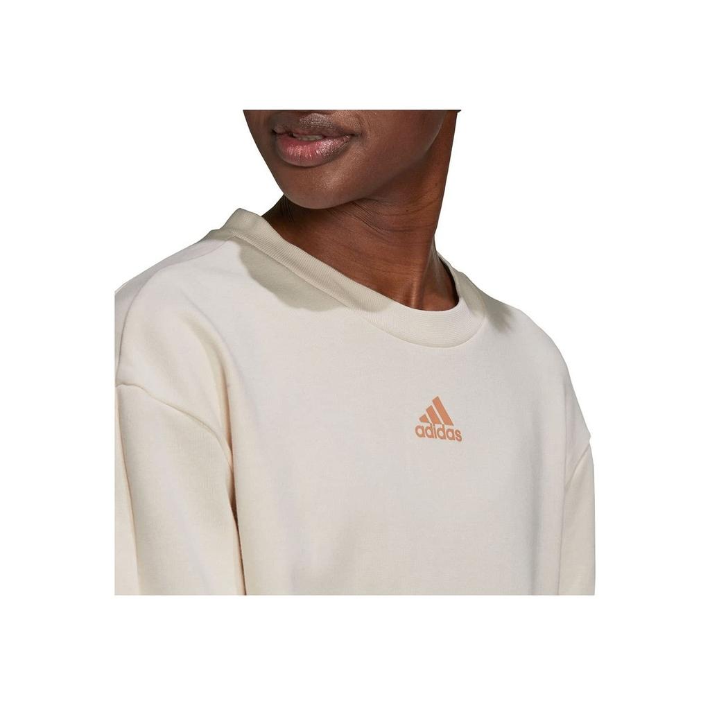 Adidas Striped Letter Logo Print Crew Neck Long Sleeve Sweatshirt Women Sweatshirt Off-White H10237