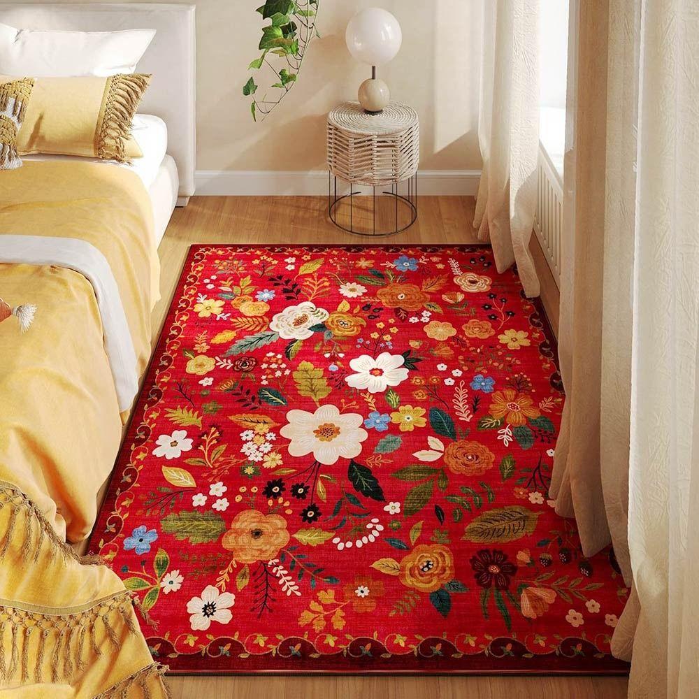 Non-slip Floor Mat Soft Door Gasket Portable Flower Carpet  for Living Room Tea Table Bedside