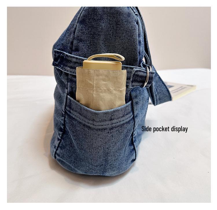 Denim One-Shoulder-Tragetasche im koreanischen Stil 2026 - Vielseitig, großes Fassungsvermögen für Arbeit/Uni