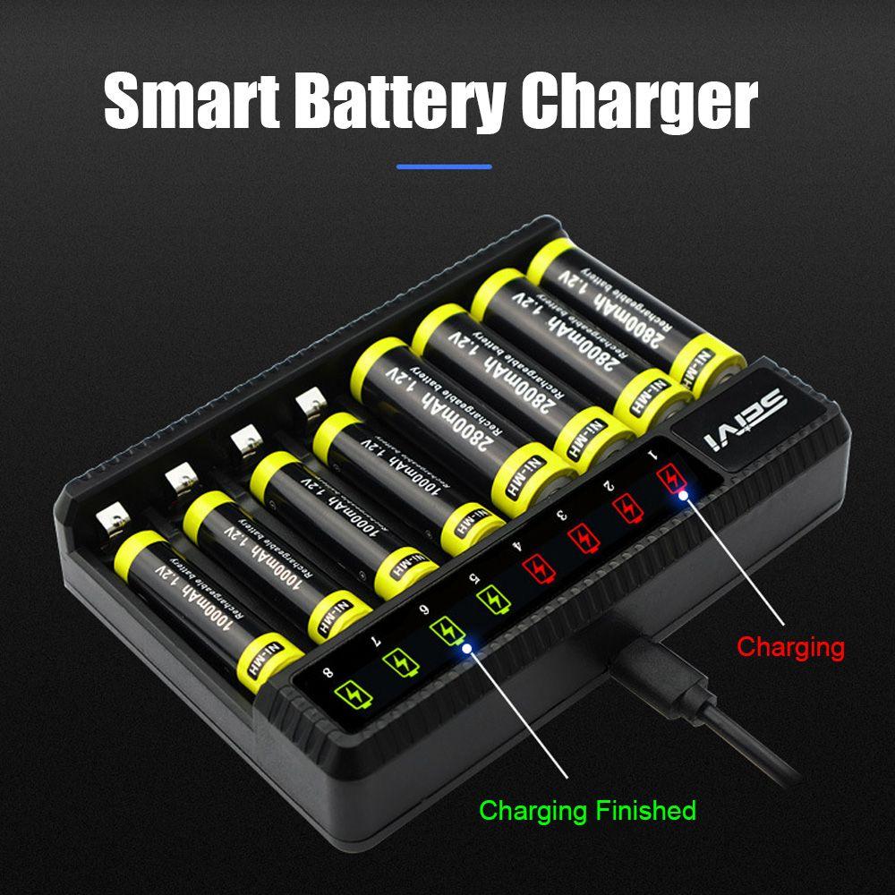 Durable Rechargeable Portable Intelligent Battery Charger 8 Slot Fast Charging Dock Adapter
