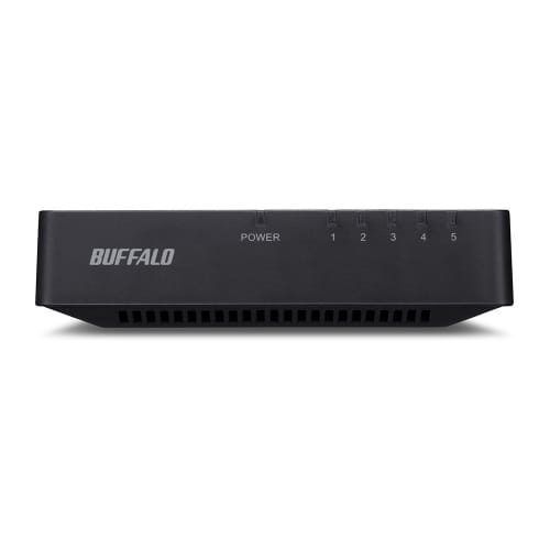 BUFFALO Buffalo 10/100Mbps Kompatibles Kunststoffgehäuse AC-Stromversorgung 5 Ports Schwarz Switching Hub LSW4-TX-5EPL/BKD