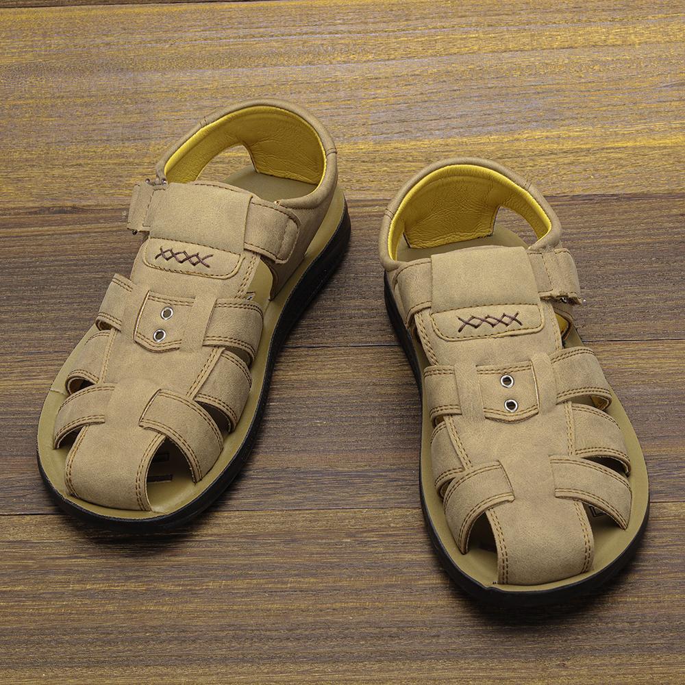 Sandaler i skinn for menn sommer casual pustende strand sommersandaler #s208-5